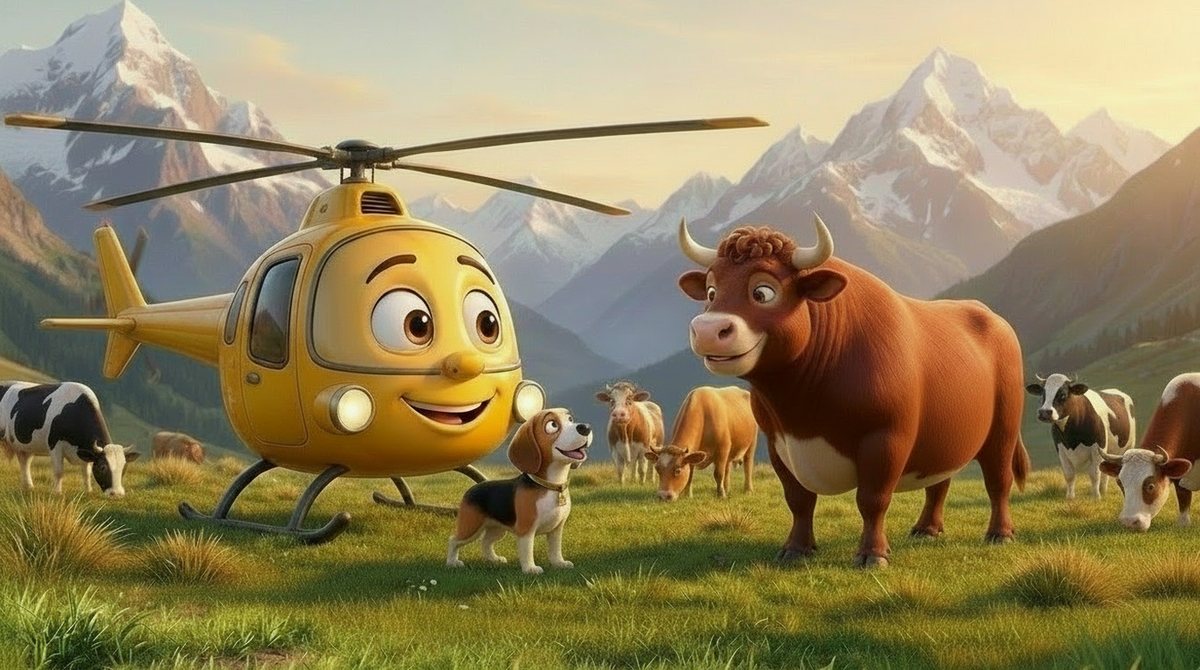 Hewey and Binnie meet Brutus the Bull and the herd in the mountains